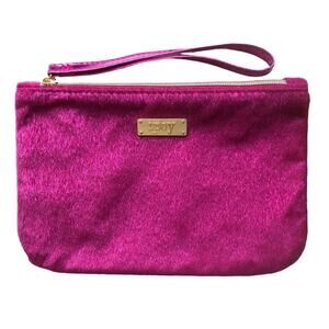 Ipsy December 2016 Red Faux Hair Zipper Make-Up Cosmetic Wristlet Travel Bag